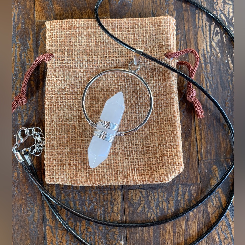 Clear Quartz Mens Necklace Mens Crystal Necklace Clear Quartz Unisex Necklace
